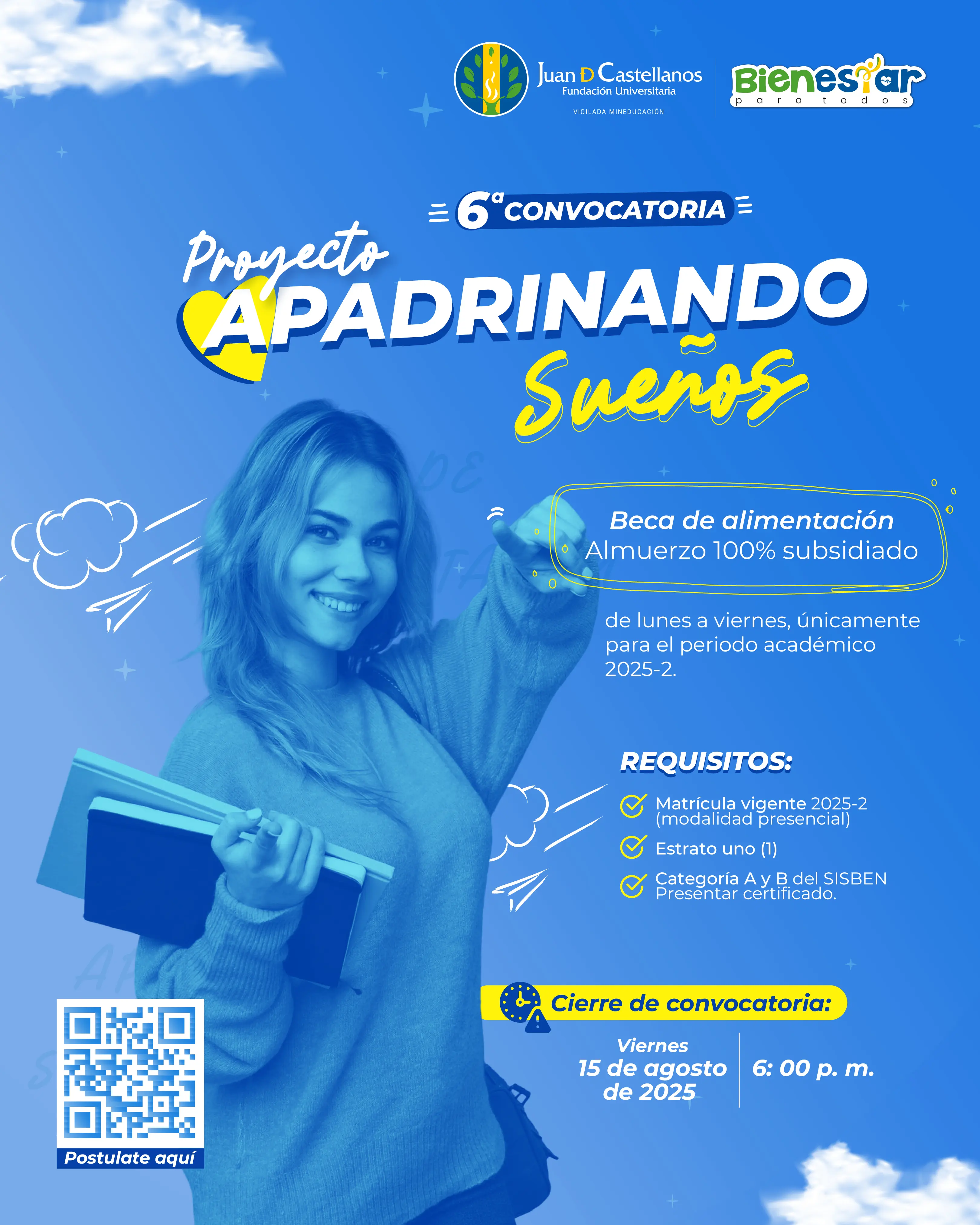 Sexta Convocatoria del Programa “Apadrinando Sueños” para otorgar becas de alimentación a estudiantes de la Juan