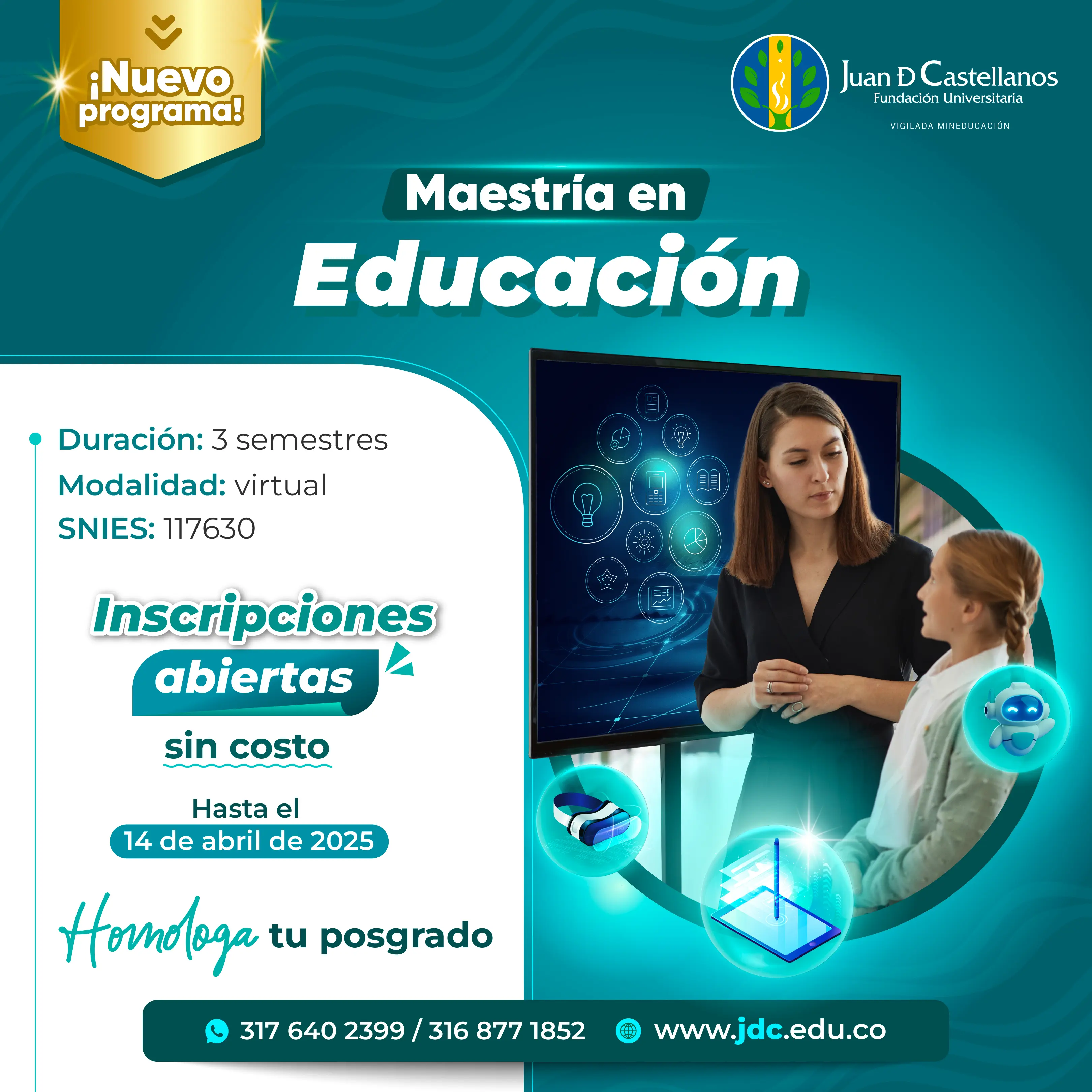¡Inscripciones abiertas! Estudia la nueva Maestría en Educación en modalidad virtual 
