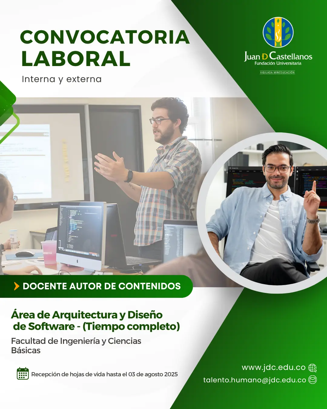 Docente (Autor de contenidos) –Área de arquitectura y Diseño de Software (Convocatorias interna y Externa)