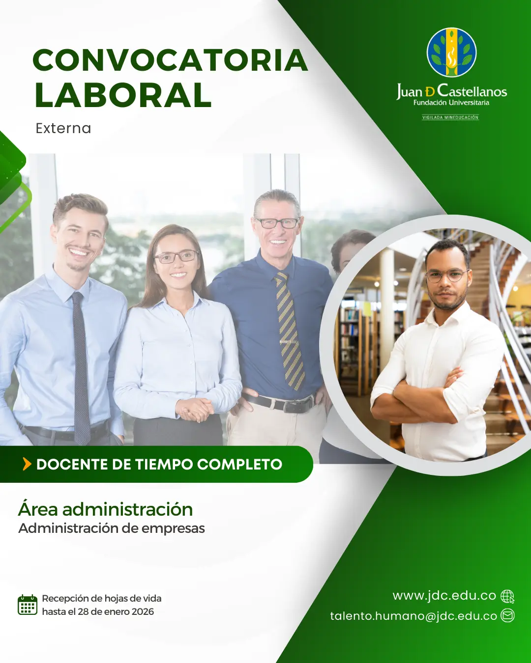 Docente (Tiempo completo) – Administración de empresas área de administración (Convocatoria externa)