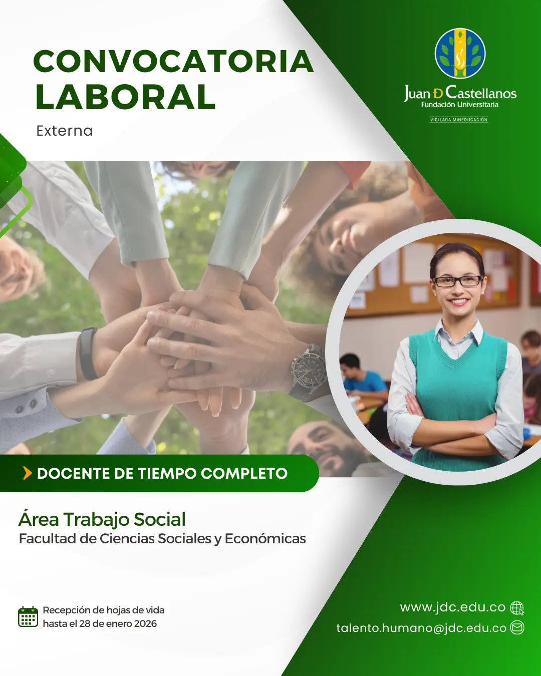 Docente (Tiempo completo) – Trabajo Social (Convocatoria externa)